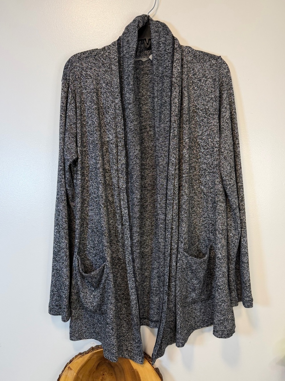 Athleta Pose Open-Front Marled Gray Wrap Cardigan with pockets Women’s Medium